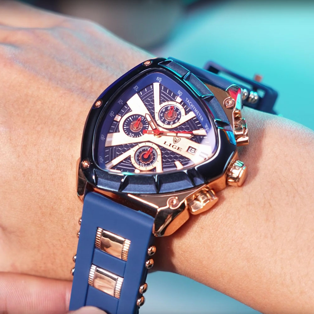 Watch Triangle Luxury - LIGE Modische Herrenuhr Dreieck-Chronograph Militär-Armbanduhr Sport