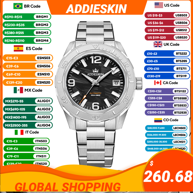 Luxury Watch Second Hand - AddiesKin Miyota9015 Mechanische Herrenuhr Automatik Edelstahl
