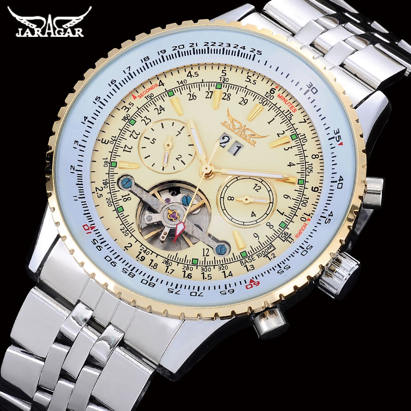 Automatic Pilot Watch - JARAGAR Herren Uhren Luxus Edelstahl Tourbillon