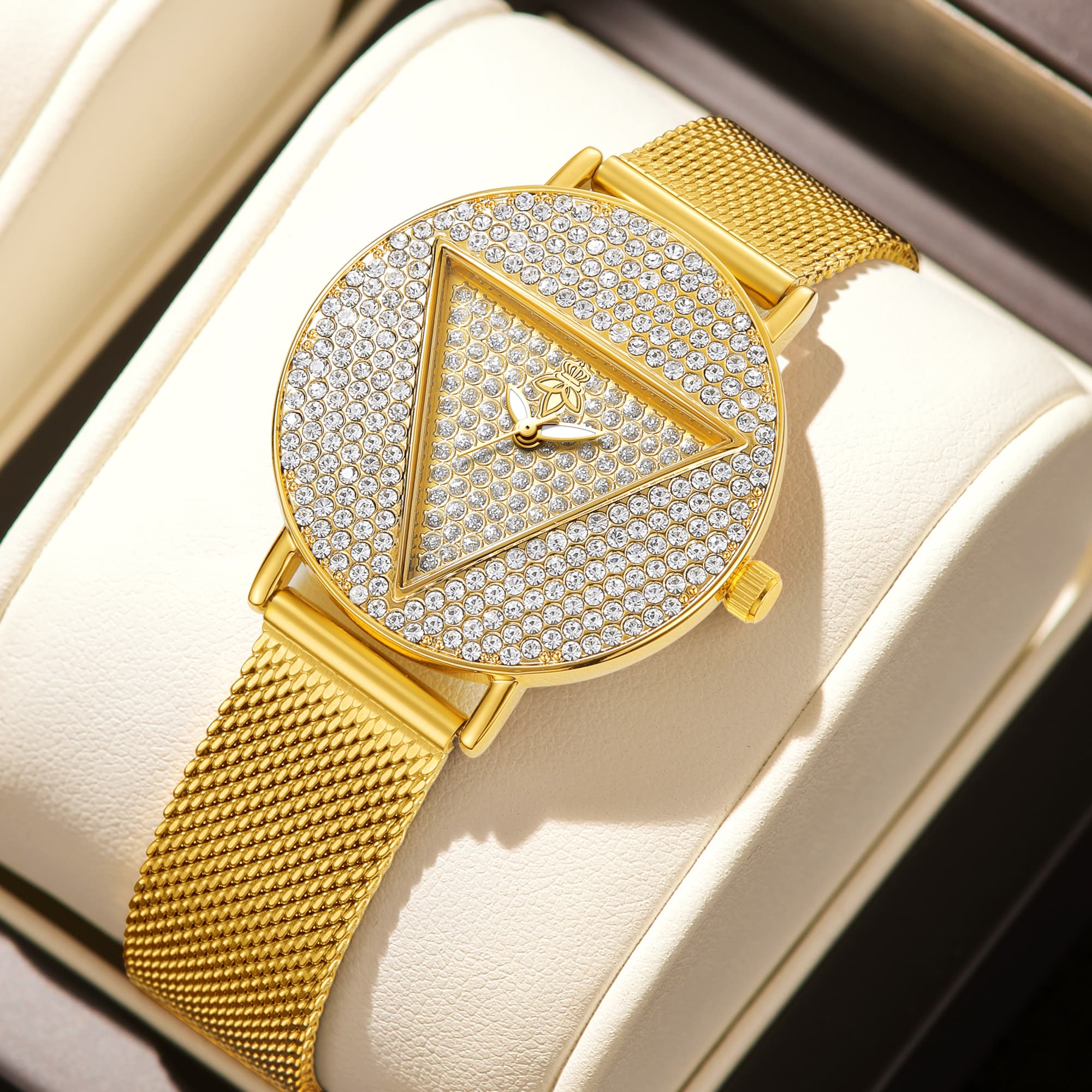 Watch Triangle Luxury - YaLaLuSi Luxus-Damenarmbanduhr in Gold, einzigartiges dreieckiges