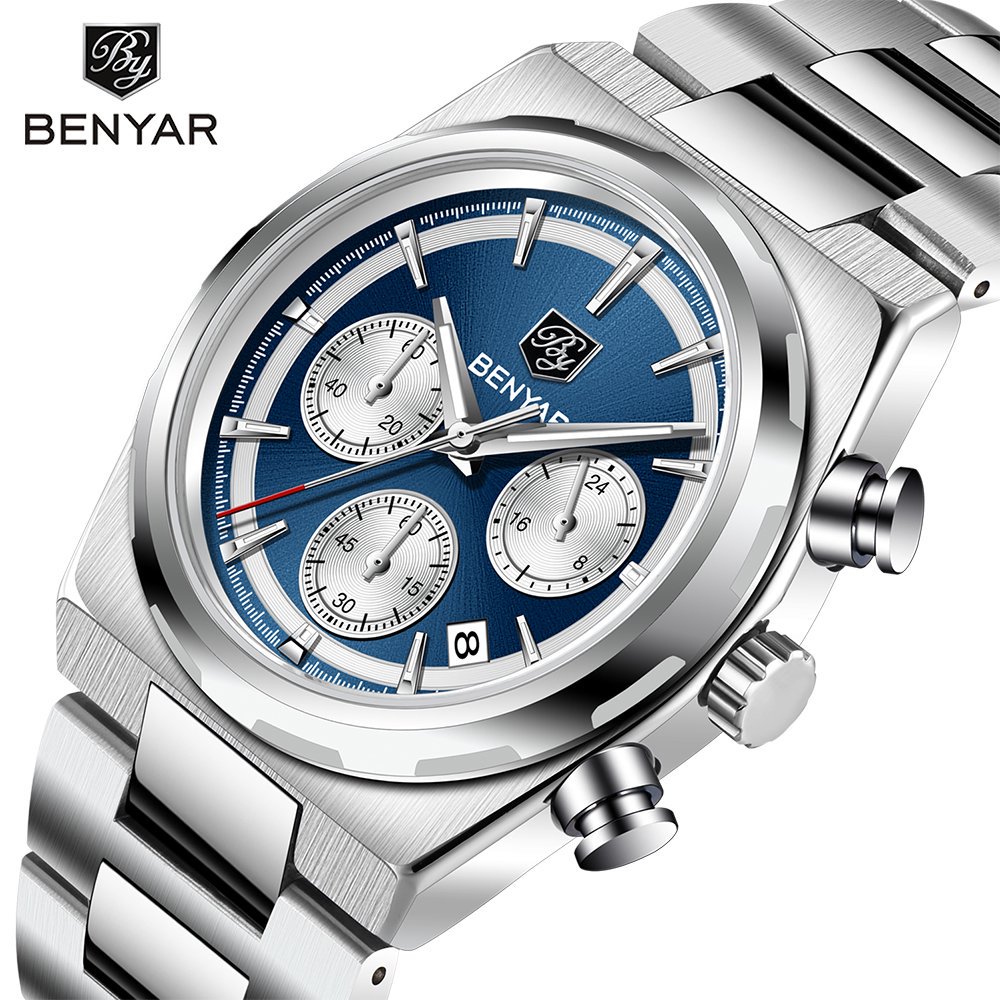 Luxury Watch Second Hand - BENYAR 40 mm Herren-Multifunktions-Quarzuhr, 30 m