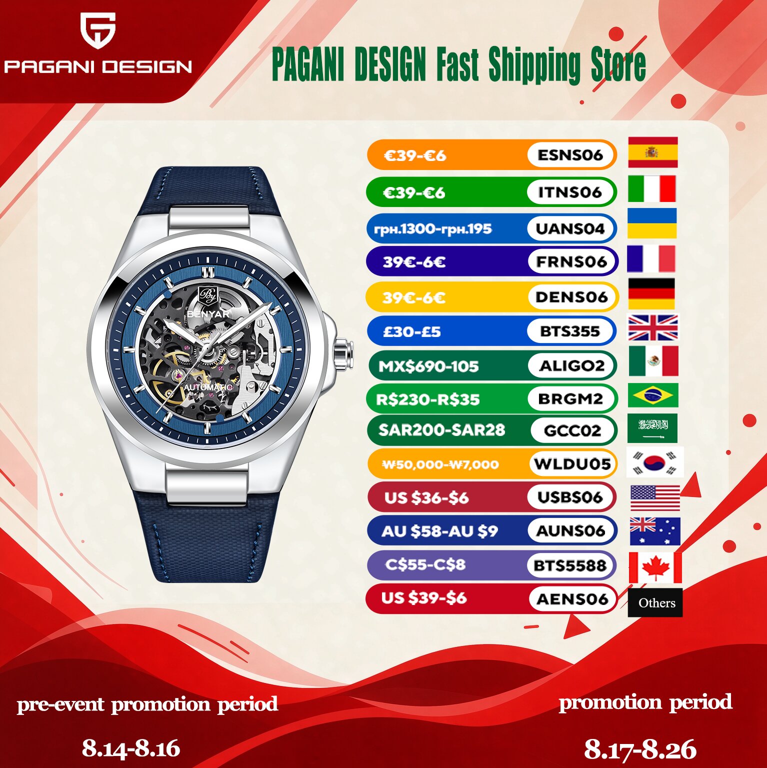 Automatic Pilot Watch - BENYAR Luxus Herren Automatikuhr, Business-Kleideruhr mit