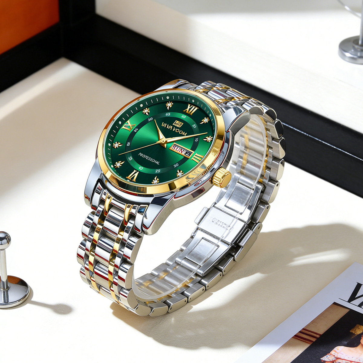 Luxuriöse Strass-Goldring-Edel – Luxury Watch With Green Dial Bewertung und Preis