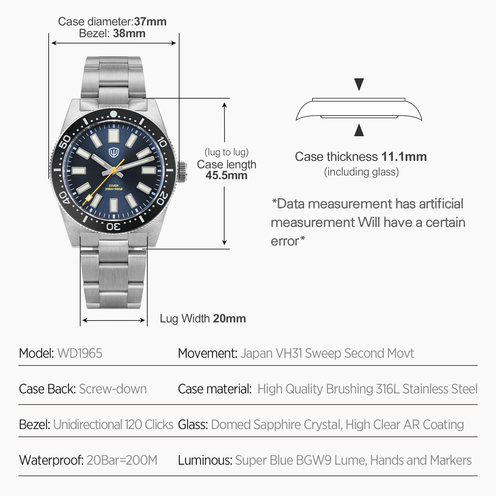 Watchdives 37 mm WD1965 V2 Her – Luxury Watch And Bracelet Bewertung und Preis