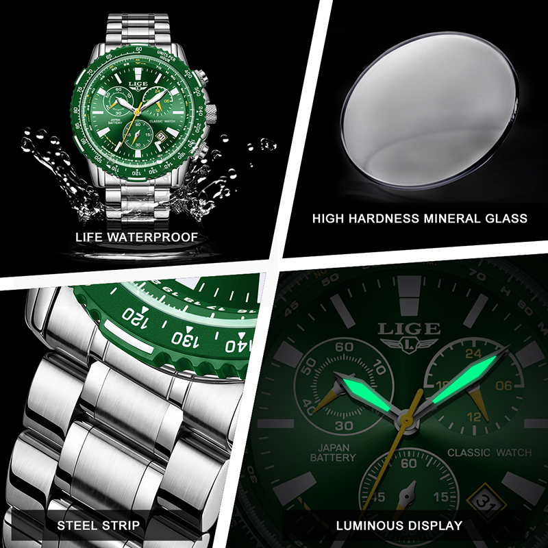 LIGE Neue Grüne Großzifferblat – Luxury Watch With Green Dial Bewertung und Preis